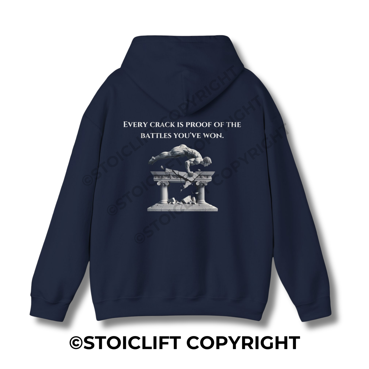 StoicLift Heavy Blend Hoodie - "Every crack is proof of the battles you've won"