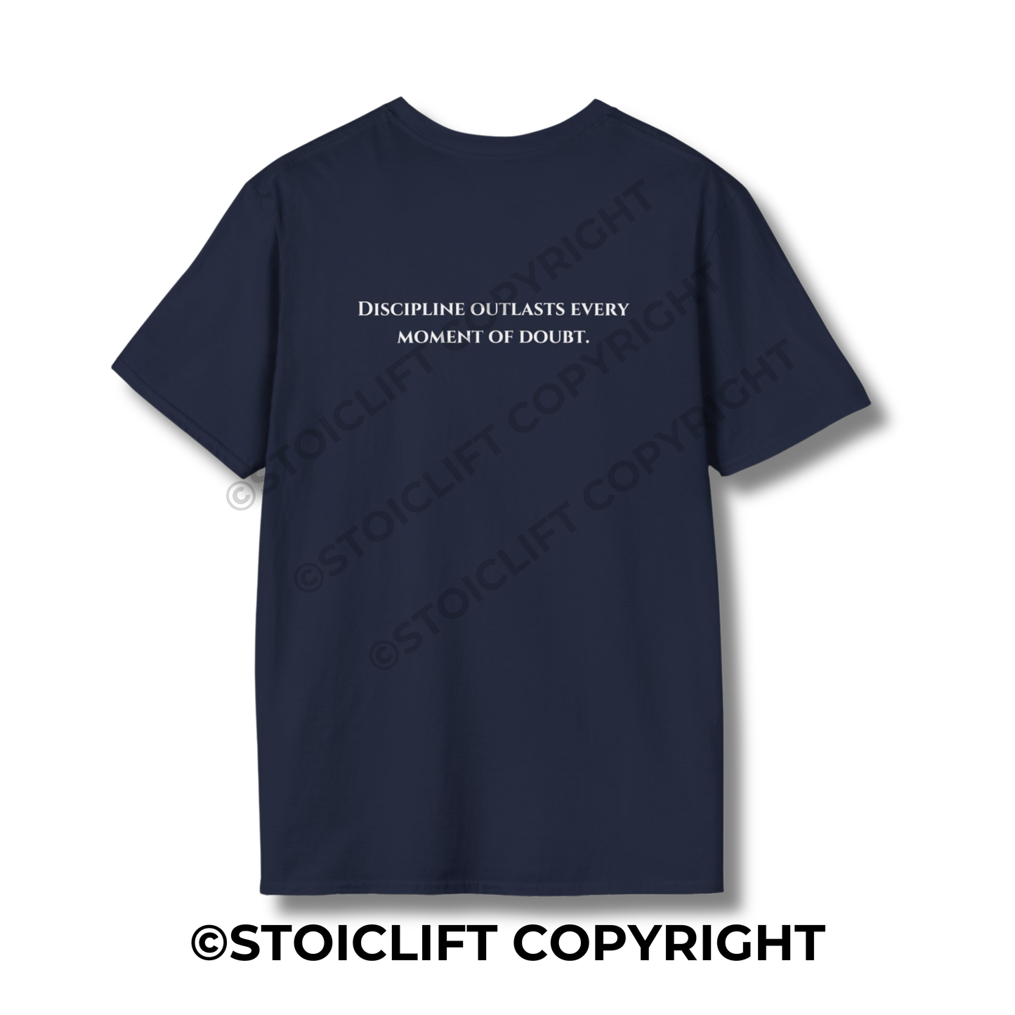 StoicLift Unisex Softstyle T-Shirt – "Discipline outlasts every moment of doubt."