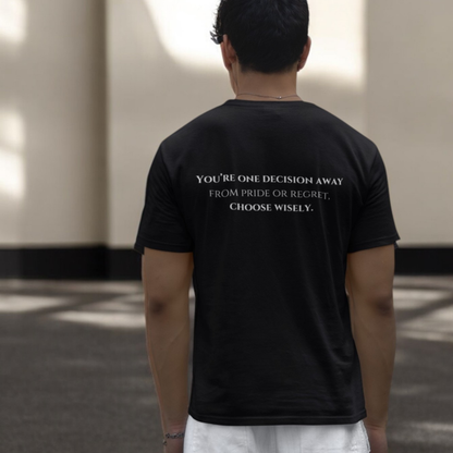 StoicLift Unisex Softstyle T-Shirt – "You’re one decision away from pride or regret, choose wisely."