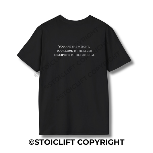 StoicLift Unisex Softstyle T-Shirt – "You are the weight, your mind is the lever, discipline is the fulcrum."