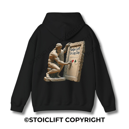 StoicLift Heavy Blend Hoodie - "Swipe left on leg day."