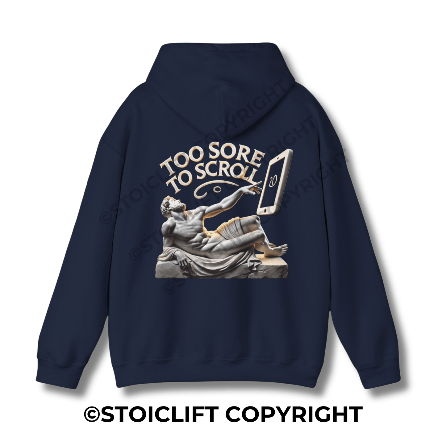 StoicLift Heavy Blend Hoodie - "Too sore to scroll."
