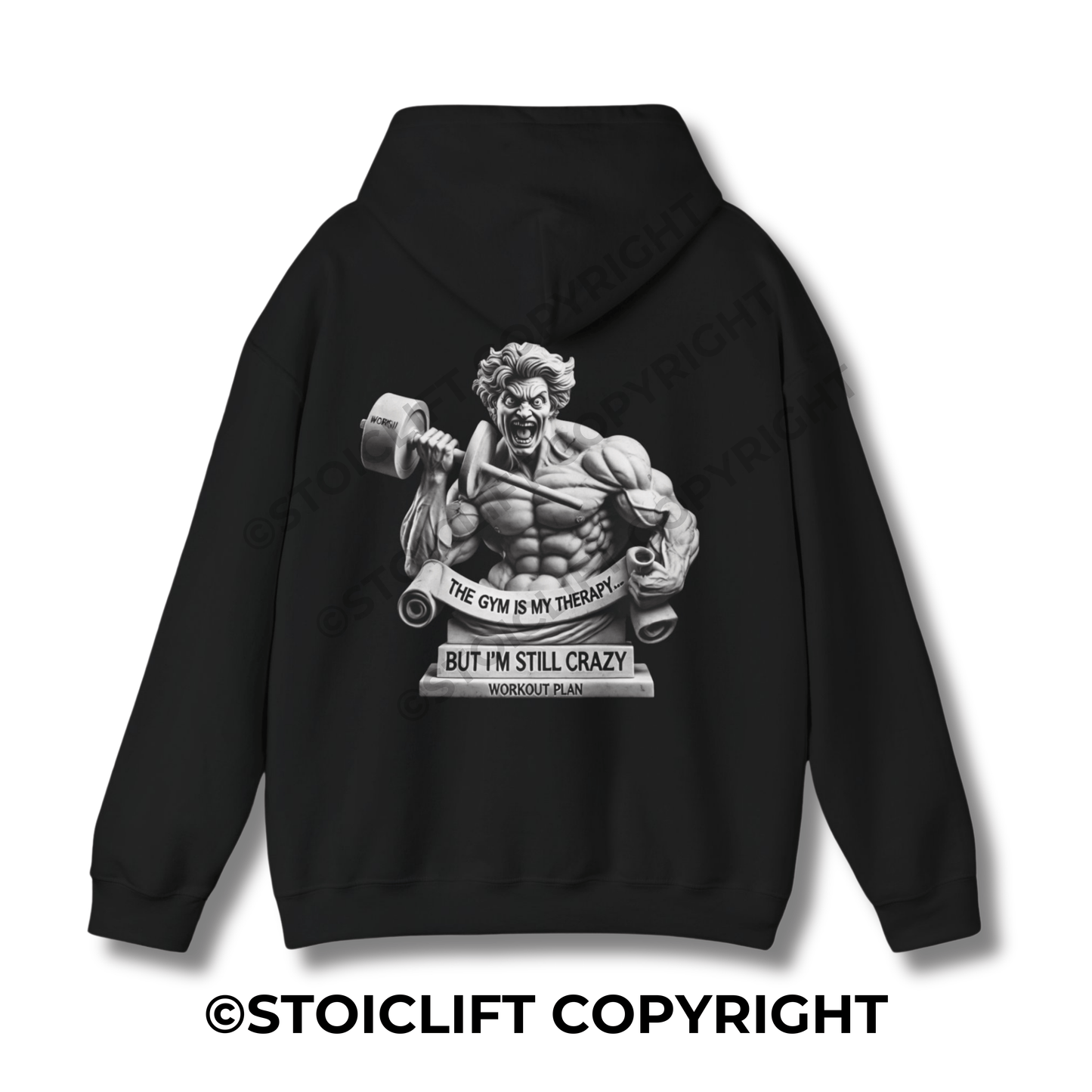 StoicLift Heavy Blend Hoodie - "The gym is my therapy, but I'm still crazy. "