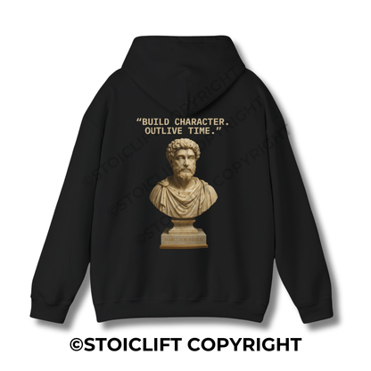 StoicLift Heavy Blend Hoodie - "BUILD CHARACTER. OUTLIVE TIME."