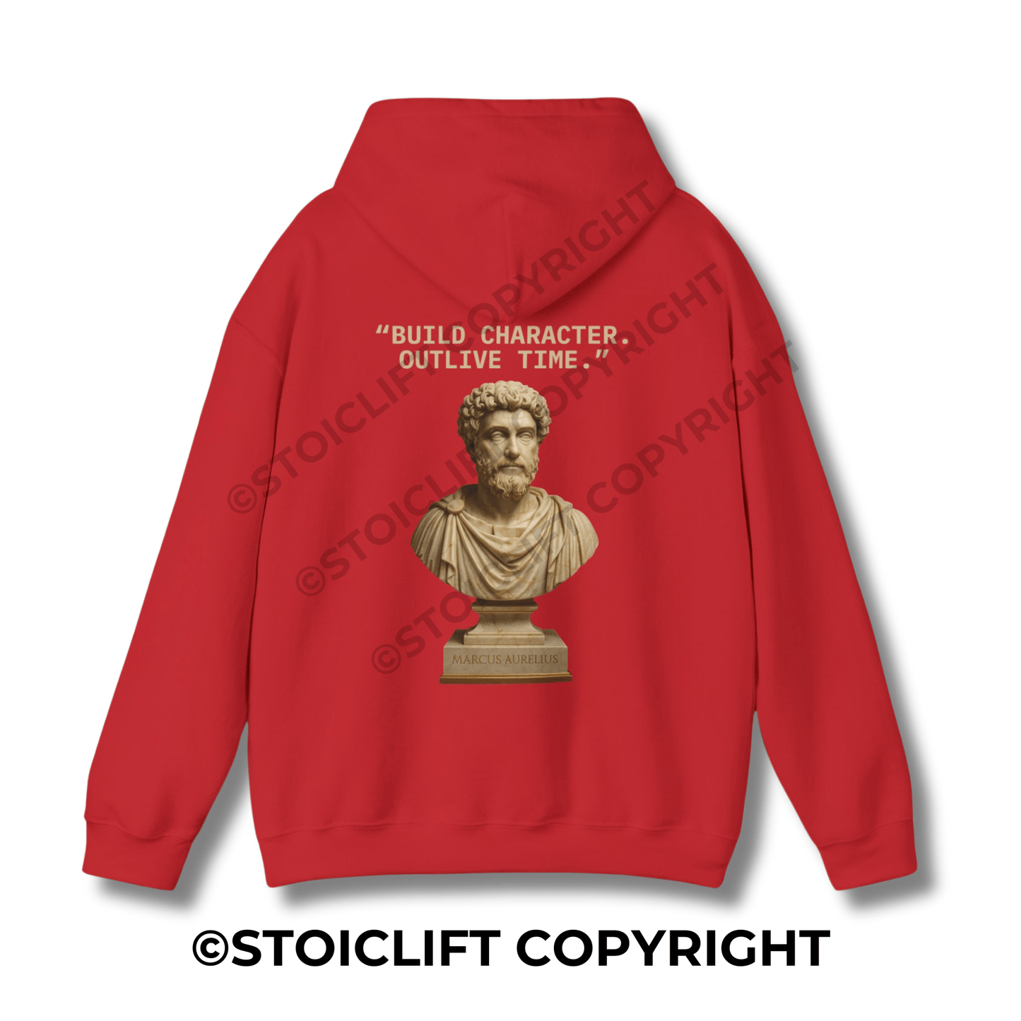 StoicLift Heavy Blend Hoodie - "BUILD CHARACTER. OUTLIVE TIME."