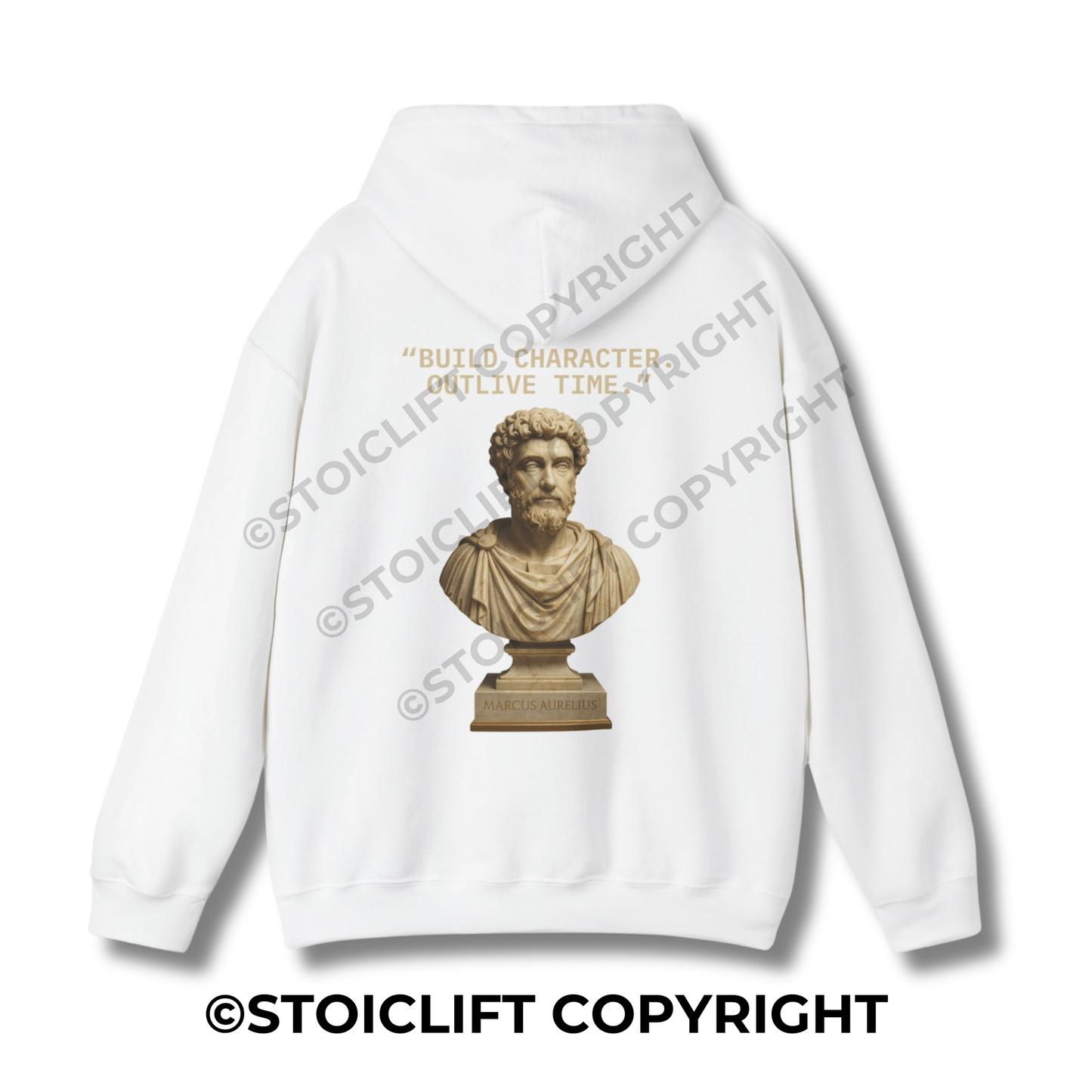 StoicLift Heavy Blend Hoodie - "BUILD CHARACTER. OUTLIVE TIME."