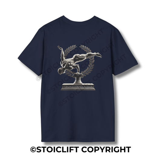 StoicLift Unisex Softstyle T-Shirt – "Balance is strength in disguise."