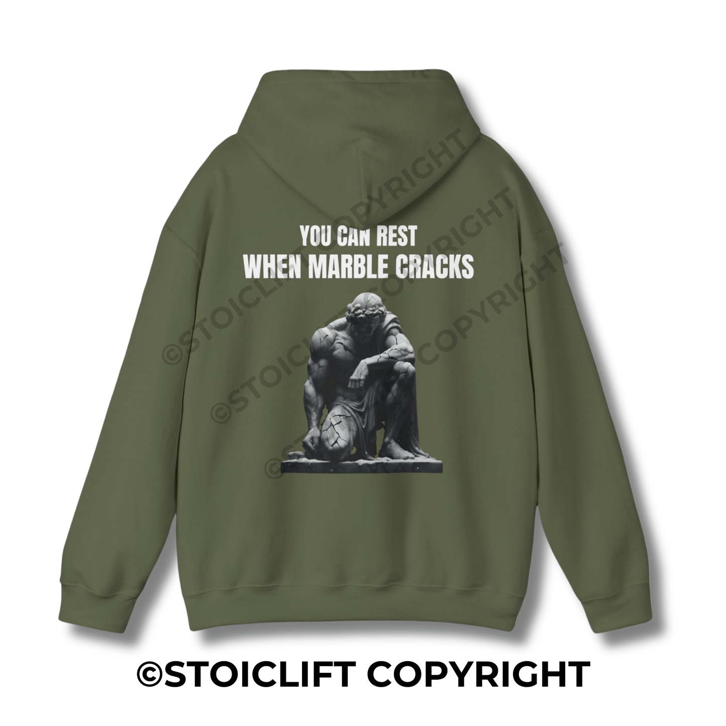 StoicLift Heavy Blend Hoodie - "You can rest when marble cracks."