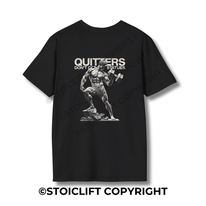 StoicLift Unisex Softstyle T-Shirt – "Quitters don't get statues."