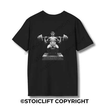 StoicLift Unisex Softstyle T-Shirt – "DON'T SPOT ME, I'M TRYING TO DIE."