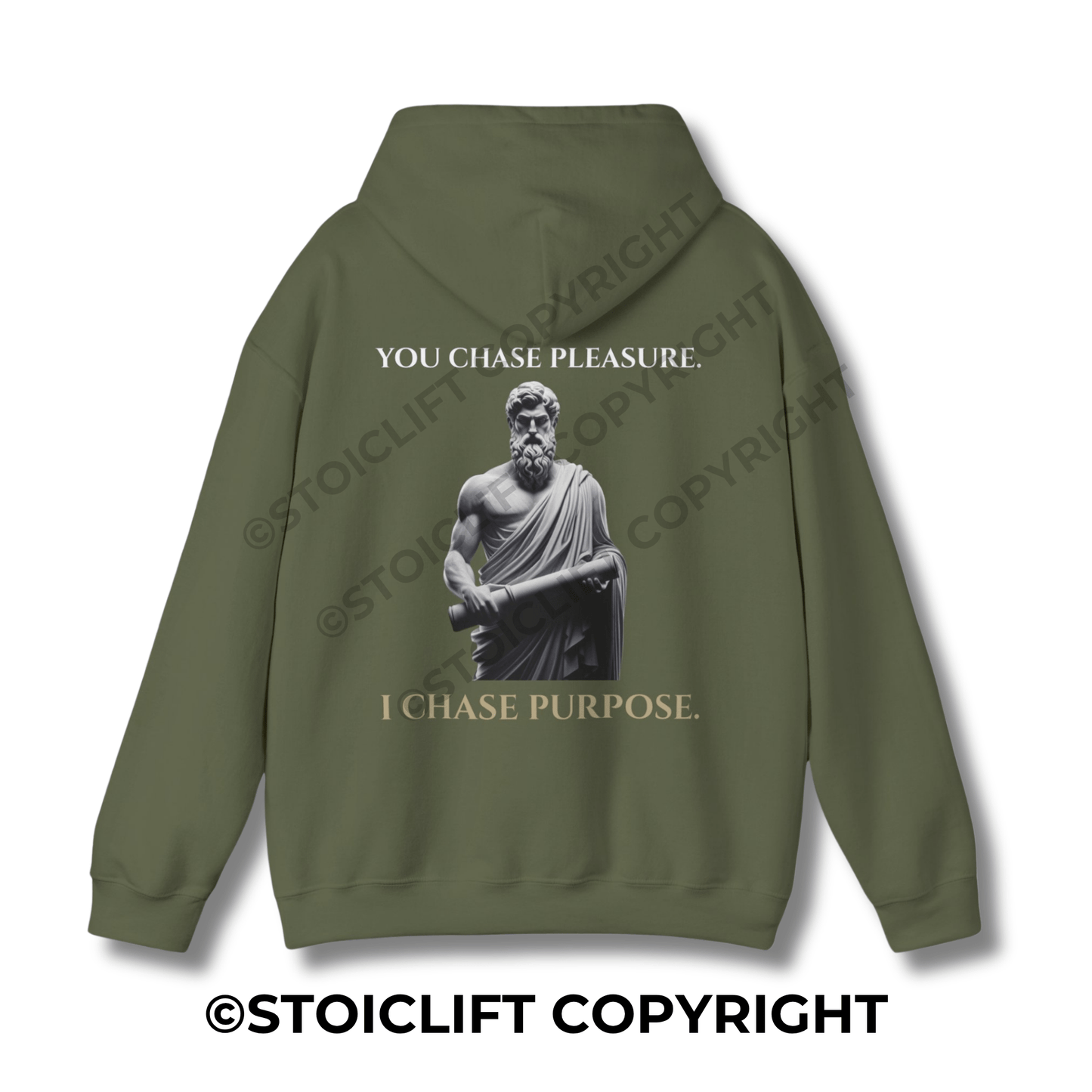 StoicLift Heavy Blend Hoodie - "YOU CHASE PLEASURE. I CHASE PURPOSE."