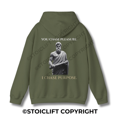 StoicLift Heavy Blend Hoodie - "YOU CHASE PLEASURE. I CHASE PURPOSE."