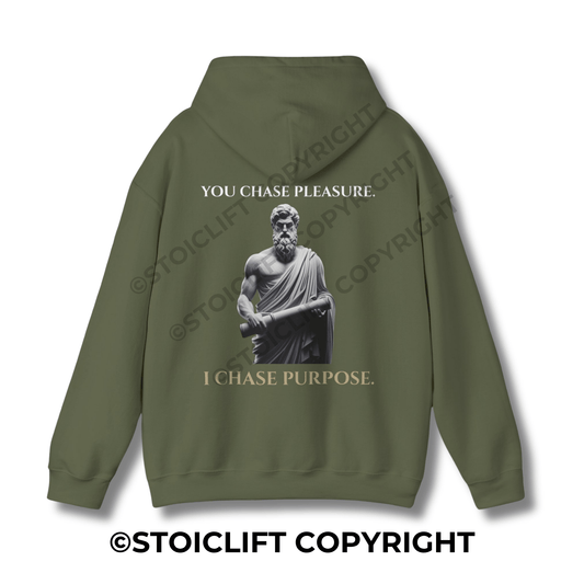 StoicLift Heavy Blend Hoodie - "YOU CHASE PLEASURE. I CHASE PURPOSE."
