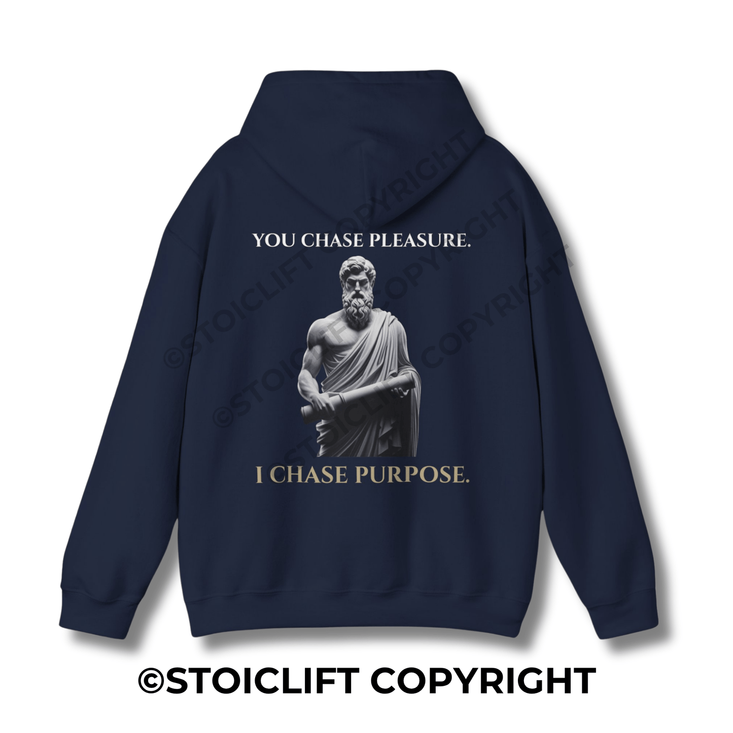 StoicLift Heavy Blend Hoodie - "YOU CHASE PLEASURE. I CHASE PURPOSE."