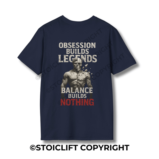 StoicLift Unisex Softstyle T-Shirt – "Obsession builds legends"