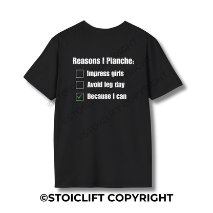 StoicLift Unisex Softstyle T-Shirt – "Reasons I Planche"