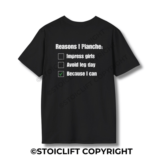 StoicLift Unisex Softstyle T-Shirt – "Reasons I Planche"