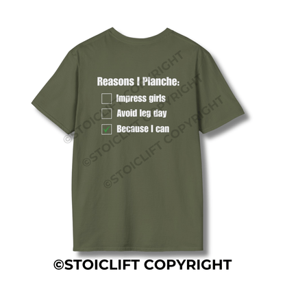 StoicLift Unisex Softstyle T-Shirt – "Reasons I Planche"