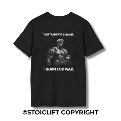 StoicLift Unisex Softstyle T-Shirt – "YOU TRAIN FOR SUMMER. I TRAIN FOR WAR."