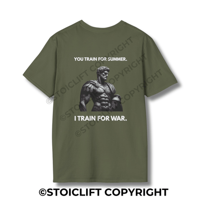 StoicLift Unisex Softstyle T-Shirt – "YOU TRAIN FOR SUMMER. I TRAIN FOR WAR."