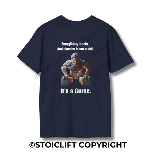 StoicLift Unisex Softstyle T-Shirt – "Everything hurts. Planche Edition"