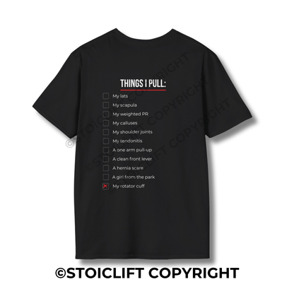 StoicLift Unisex Softstyle T-Shirt – "Things I pull.  Calisthenics Edition"