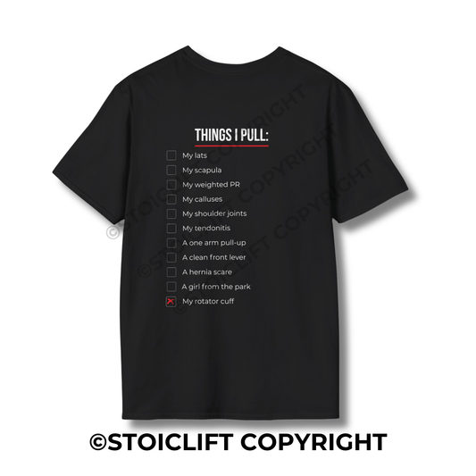 StoicLift Unisex Softstyle T-Shirt – "Things I pull.  Calisthenics Edition"
