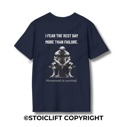 StoicLift Unisex Softstyle T-Shirt – "I FEAR THE REST DAY MORE THAN FAILURE."