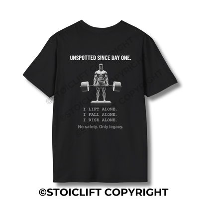 StoicLift Unisex Softstyle T-Shirt – "UNSPOTTED SINCE DAY ONE."