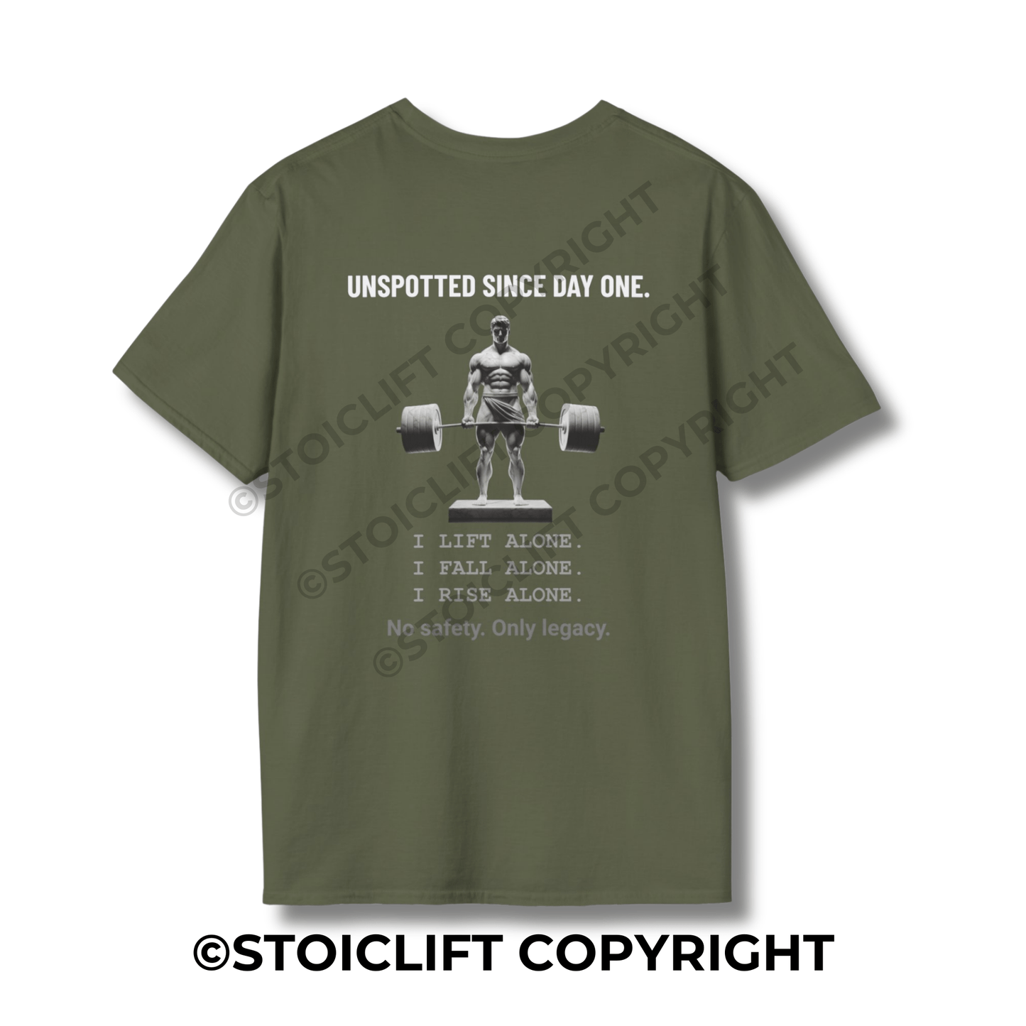 StoicLift Unisex Softstyle T-Shirt – "UNSPOTTED SINCE DAY ONE."