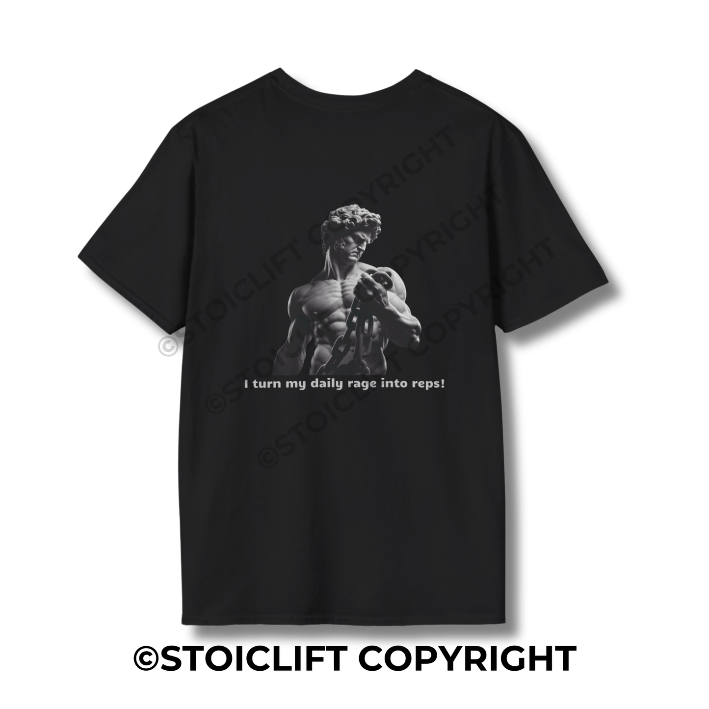 StoicLift Unisex Softstyle T-Shirt – "I turn my daily rage into reps!"
