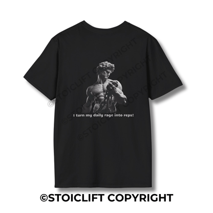 StoicLift Unisex Softstyle T-Shirt – "I turn my daily rage into reps!"