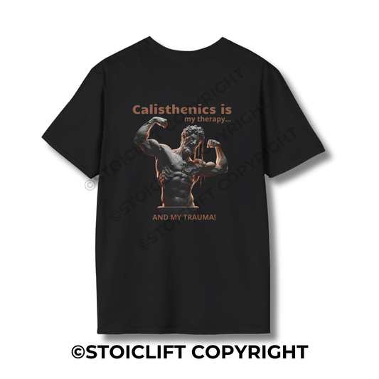 StoicLift Unisex Softstyle T-Shirt – "Calisthenics is my therapy... and my trauma!"