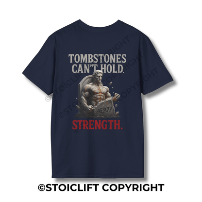 StoicLift Unisex Softstyle T-Shirt – "Tombstones can't hold strength."