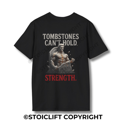 StoicLift Unisex Softstyle T-Shirt – "Tombstones can't hold strength."