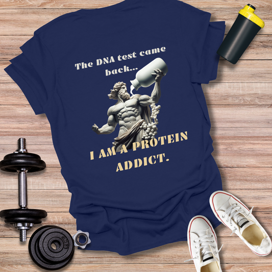 StoicLift Unisex Softstyle T-Shirt – "DNA test came back... I am a protein addict."