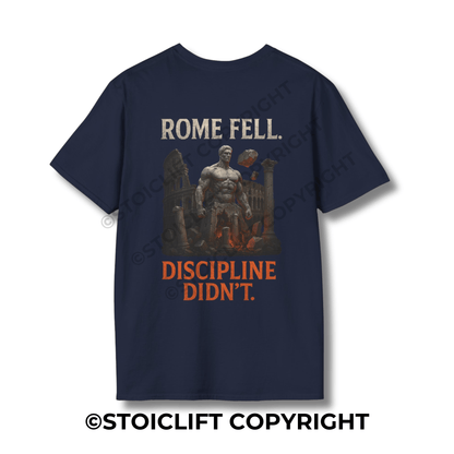 StoicLift Unisex Softstyle T-Shirt – "Rome fell. Discipline didn't."