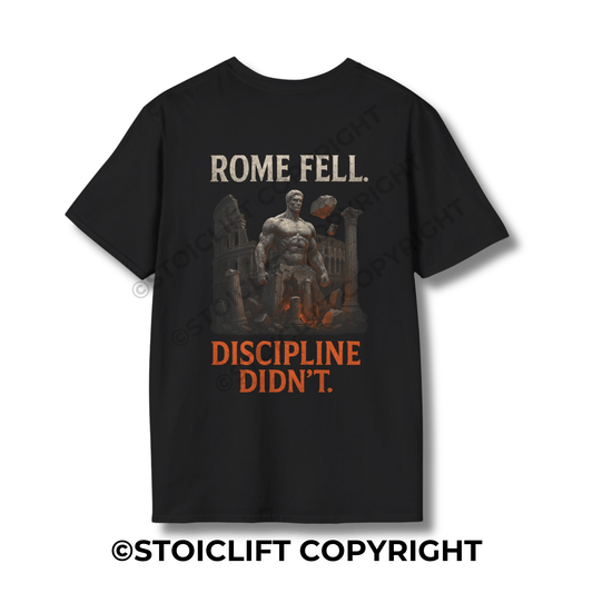 StoicLift Unisex Softstyle T-Shirt – "Rome fell. Discipline didn't."