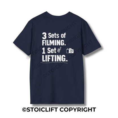StoicLift Unisex Softstyle T-Shirt – "3 sets of filming. 1 set of lifting."