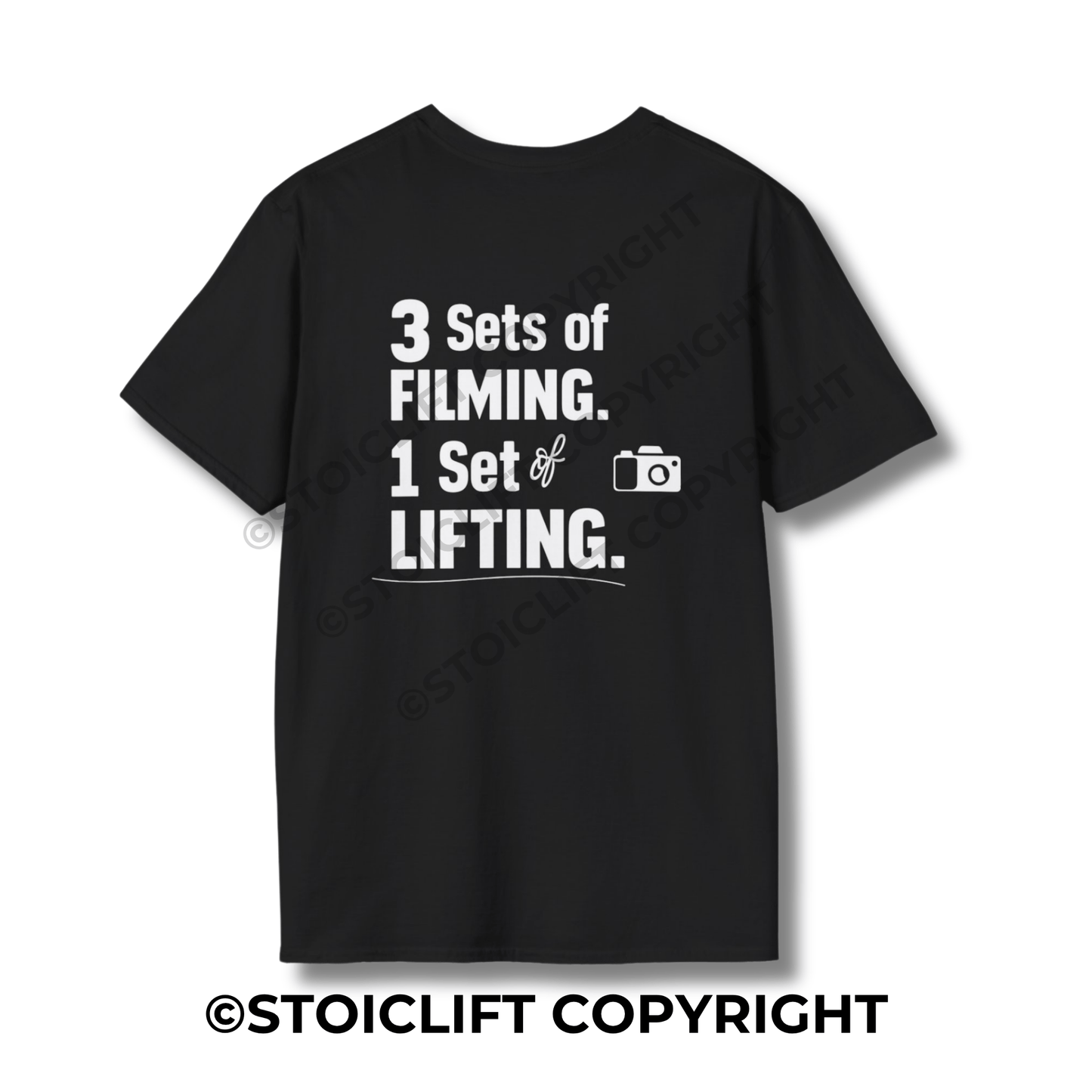 StoicLift Unisex Softstyle T-Shirt – "3 sets of filming. 1 set of lifting."