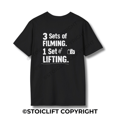StoicLift Unisex Softstyle T-Shirt – "3 sets of filming. 1 set of lifting."