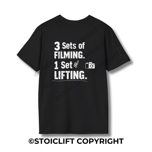 StoicLift Unisex Softstyle T-Shirt – "3 sets of filming. 1 set of lifting."