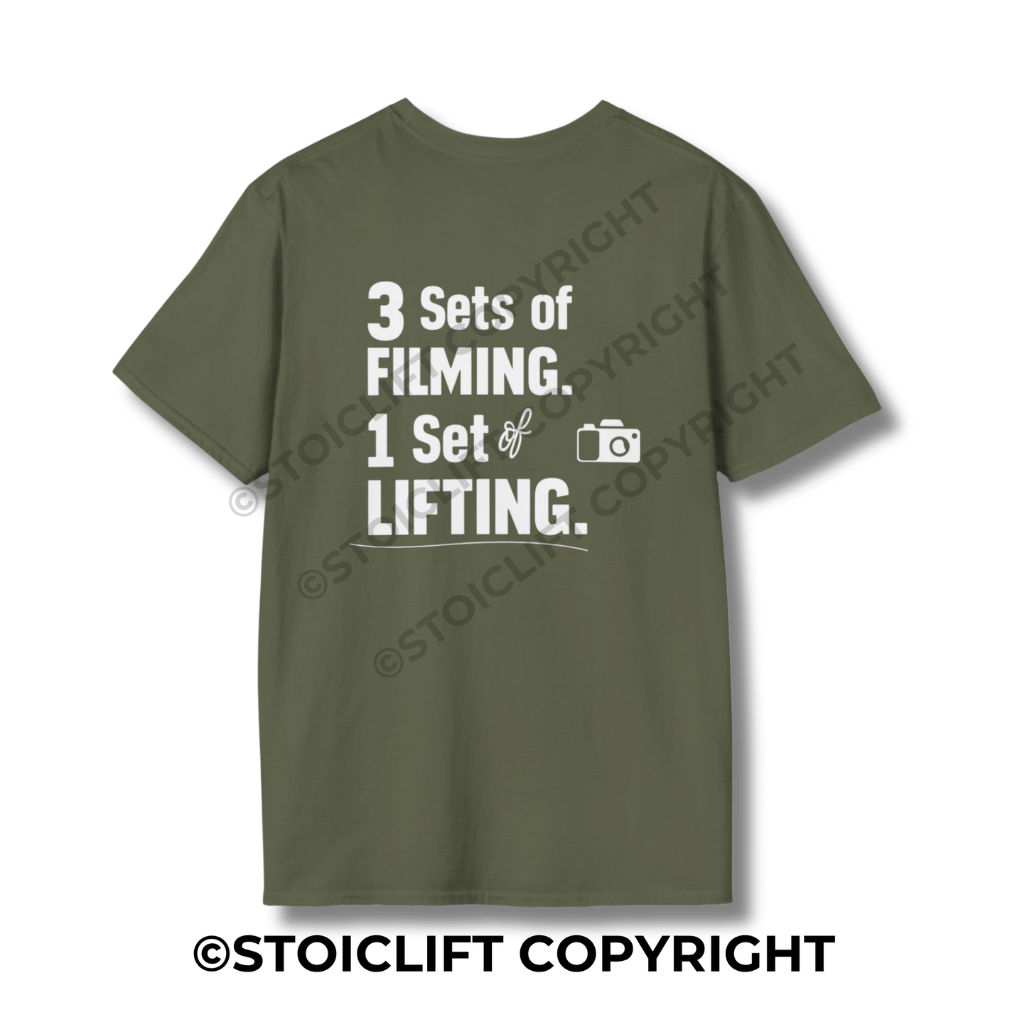 StoicLift Unisex Softstyle T-Shirt – "3 sets of filming. 1 set of lifting."