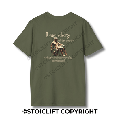 StoicLift Unisex Softstyle T-Shirt – "Leg day aftermath: wheelchair pre-order confirmed"