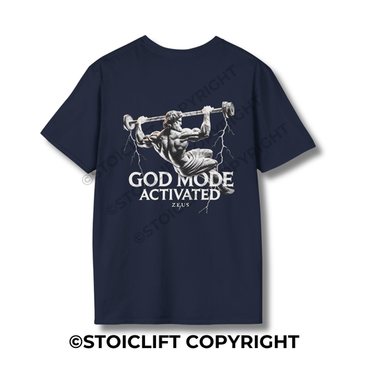 StoicLift Unisex Softstyle T-Shirt – "GOD mode activated."