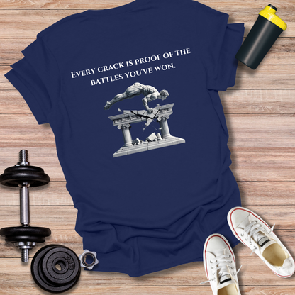 StoicLift Unisex Softstyle T-Shirt – "Every crack is proof of the battles you've won."