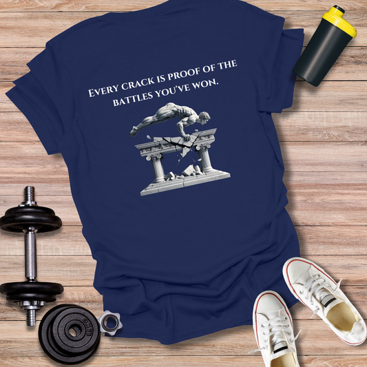 StoicLift Unisex Softstyle T-Shirt – "Every crack is proof of the battles you've won."
