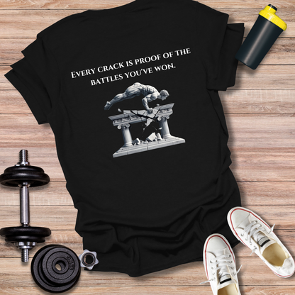 StoicLift Unisex Softstyle T-Shirt – "Every crack is proof of the battles you've won."