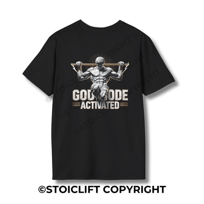 StoicLift Unisex Softstyle T-Shirt – "GOD Mode Activated."
