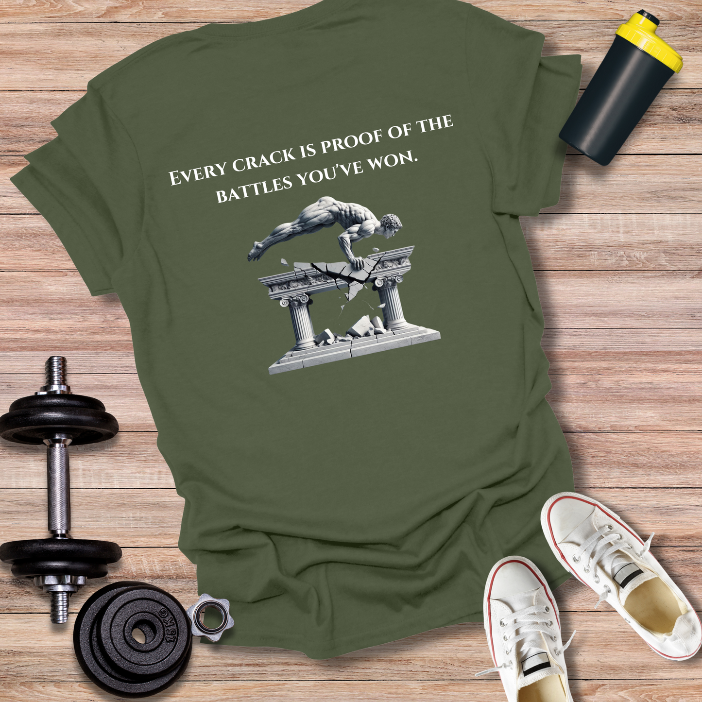 StoicLift Unisex Softstyle T-Shirt – "Every crack is proof of the battles you've won."